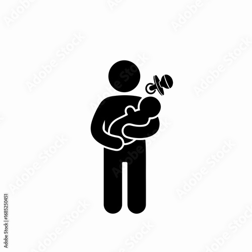 Black silhouette icon of a parent holding a newborn baby.
