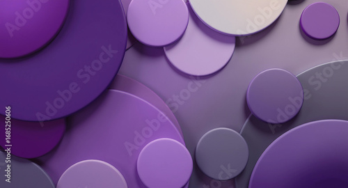 Abstract 3D purple circles overlapping background