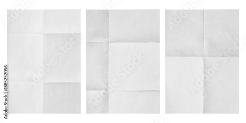 Behang set of blank fold white paper isolated,Crumpled wrinkled Paper Poster Photo Effe