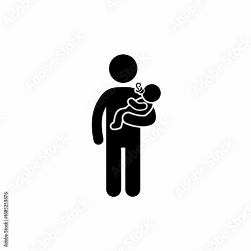 Icon of a parent holding a newborn baby with a pacifier.