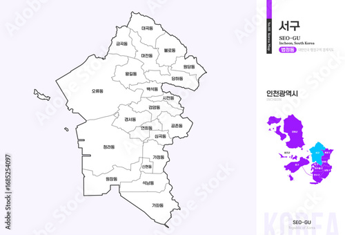 인천광역시 서구 법정동 윤곽선 지도