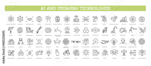 Ai and emerging future tech icon set