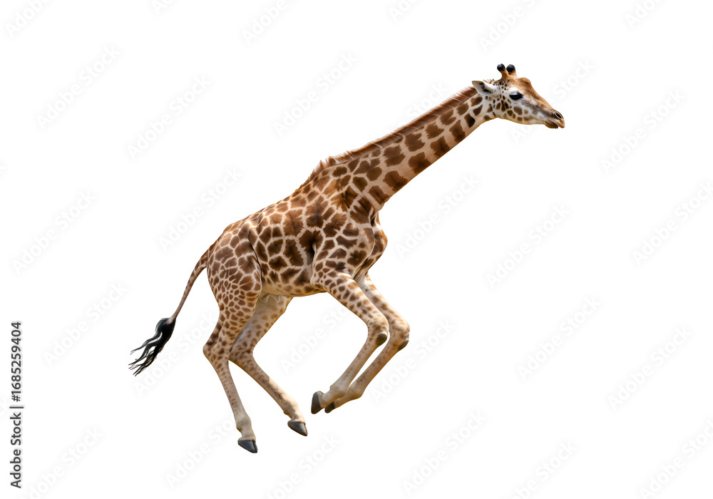 Obraz premium Baby Giraffe: A Close-Up Photo of a Young Giraffe on white background