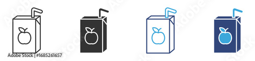 juice box icon set in outline and flat style , vector illustration.