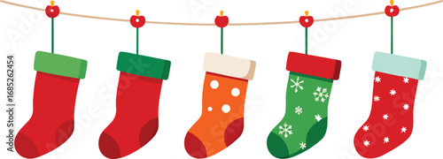 Christmas stocking isolated vector on transparent