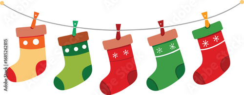 Christmas stocking isolated vector on transparent