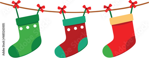 Christmas stocking isolated vector on transparent
