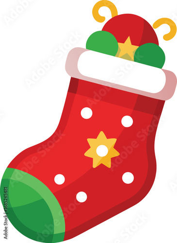 Christmas stocking isolated vector on transparent