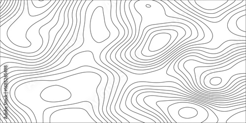 Abstract white contour wave lines topographic background, lines map seamless pattern, modern wallpaper texture and realistic design used for banner and posters, mountain relief geographic pattern.