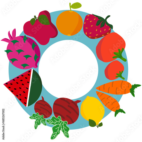 Round Fruit Frame Vector Design