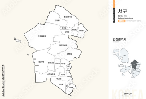 인천광역시 서구 행정동 윤곽선 지도
