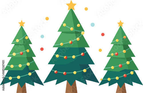 Christmas tree vector on transparent background