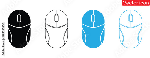 Modern computer mouse icon set with various color and outline options,Mouse icon vector illustration template,Computer mouse icons vector. Left and right click vector.
