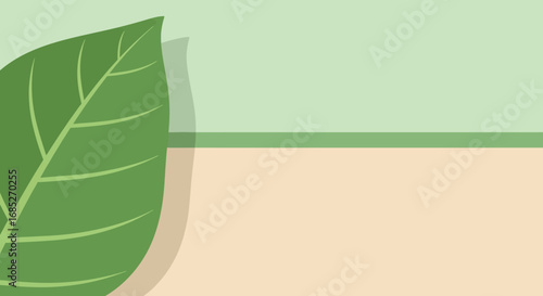 Green leaf graphic with soft background and copy space for design