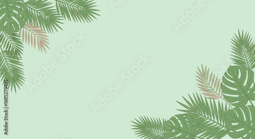 Tropical Leaf Frame Elegant Green and Beige Botanical Background