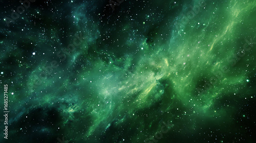 Fototapeta Naklejka Na Ścianę i Meble -  High-quality photo of sky galaxy outer space nebula, thousand stars and green galaxy combination with various fractal ideas.