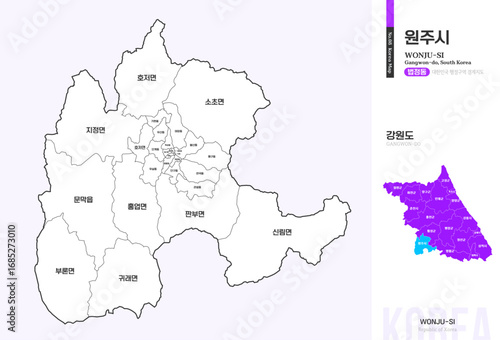 강원도 원주시 행정동 윤곽선 지도