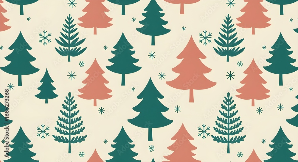 Obraz premium copos de nieve del árbol de Navidad Patrón sin costuras
