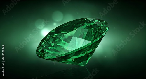 Wallpaper Mural Close-up shot of a vibrant green gemstone with sparkling facets on a dark background with bokeh lights Torontodigital.ca