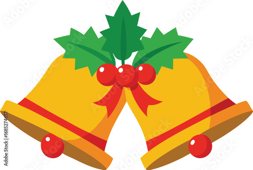 Merry christmas bells vector design on transparent background