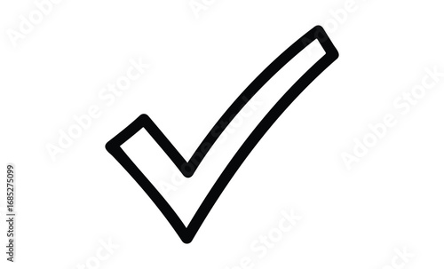 Large black check mark. Vector retro hand drawn illustration