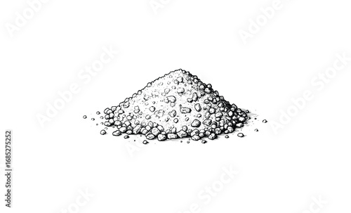 Hand-drawn black and white illustration of salt pile. Vector retro hand drawn illustration