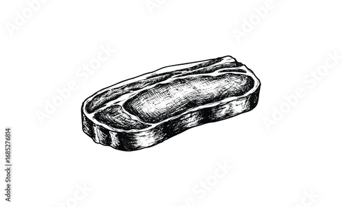 Engraved vintage meat cut illustration of ribeye steak. Vector retro hand drawn illustration
