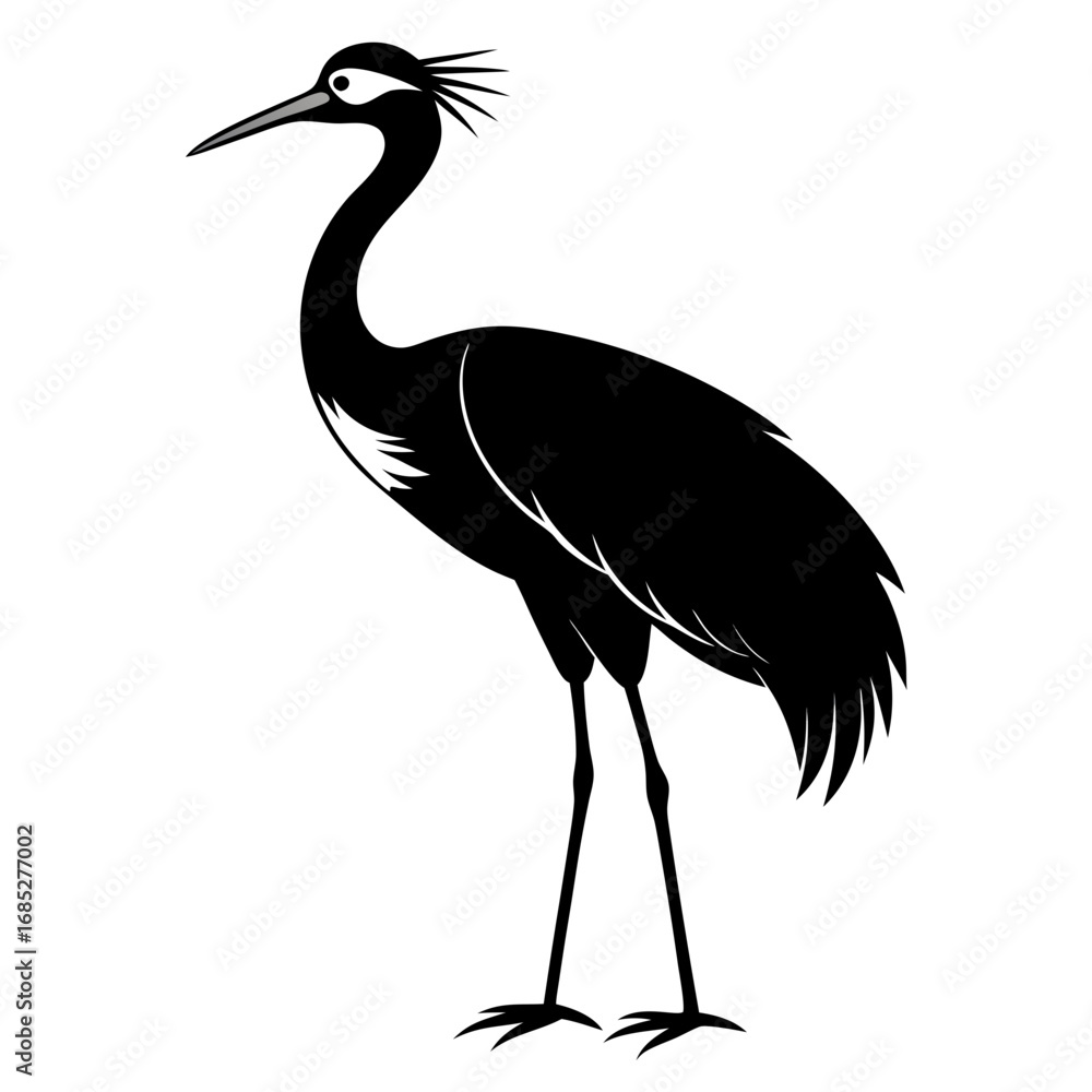 Obraz premium Standing Crane Silhouette Vector