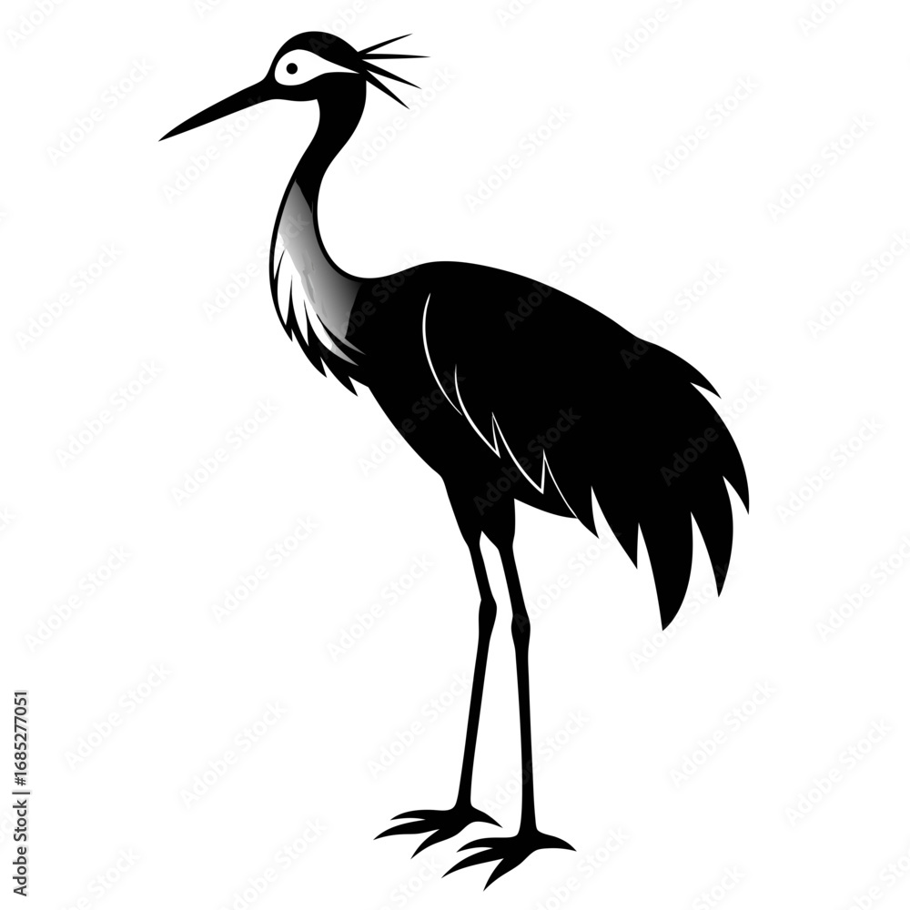 Obraz premium Standing Crane Silhouette Vector