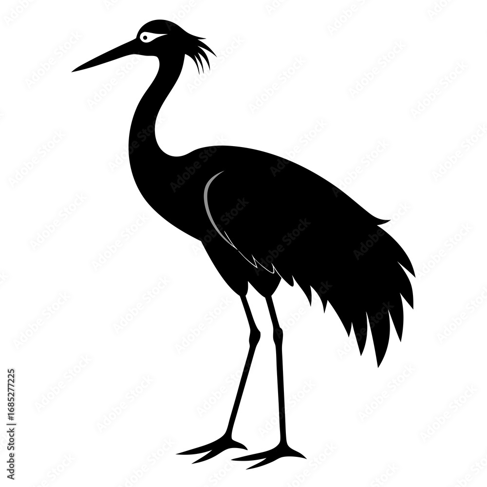 Obraz premium Standing Crane Silhouette Vector
