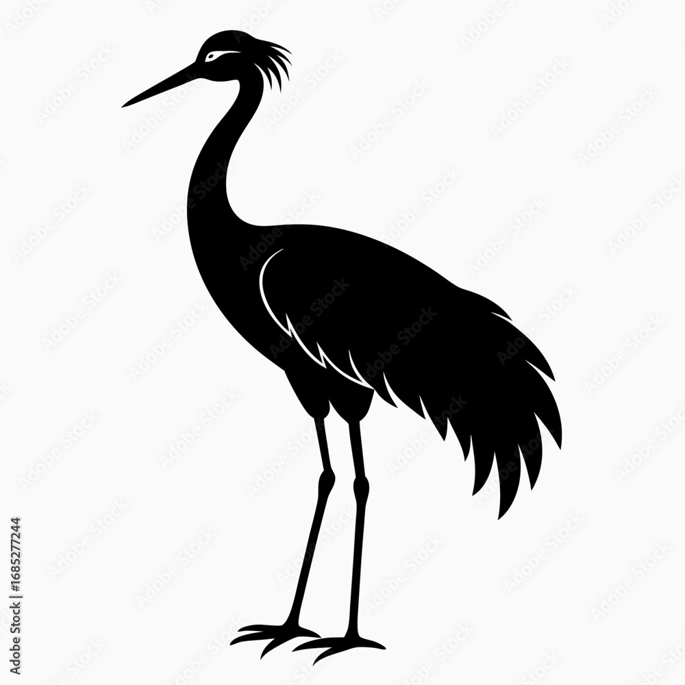 Obraz premium Standing Crane Silhouette Vector