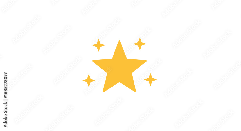 Obraz premium A bright yellow five-pointed star surrounded by sparkling light effects.