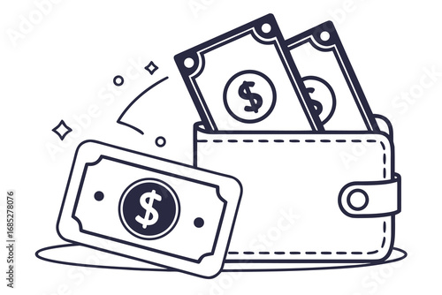 minimal-vector-art-of-a-digital-wallet-with-curren.eps