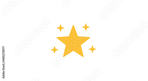 A bright yellow five-pointed star surrounded by sparkling light effects.