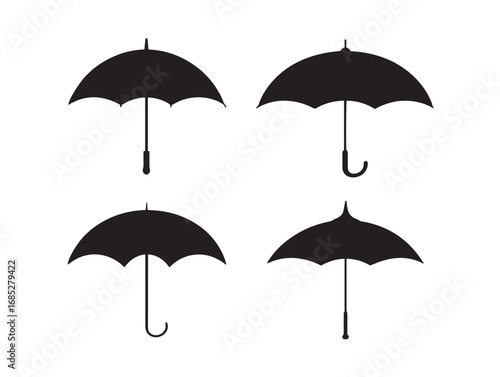 Stylish Umbrella Icon Collection in Modern Silhouette Vector