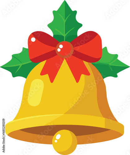 Merry christmas bells vector design on transparent background