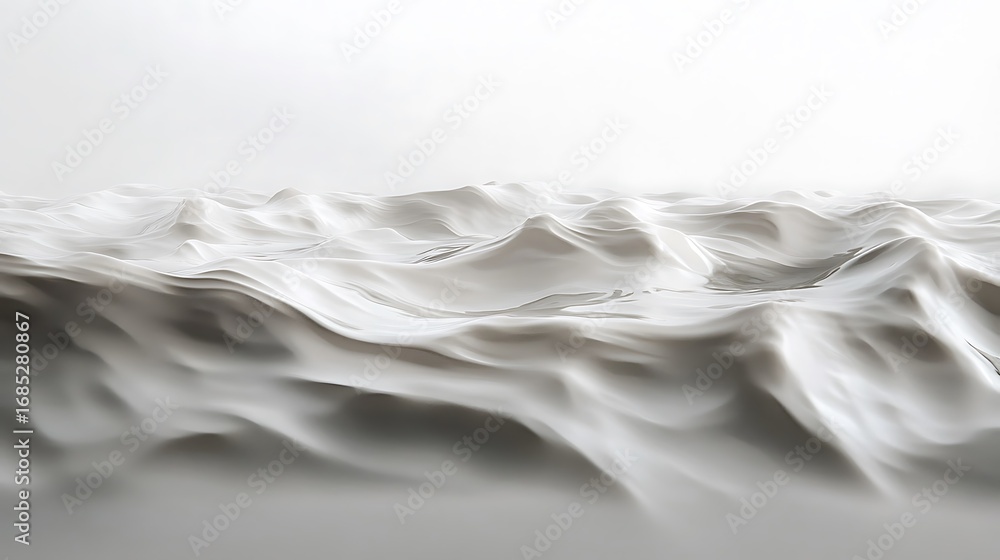 Fototapeta premium Abstract white landscape, textured surface, 3D render
