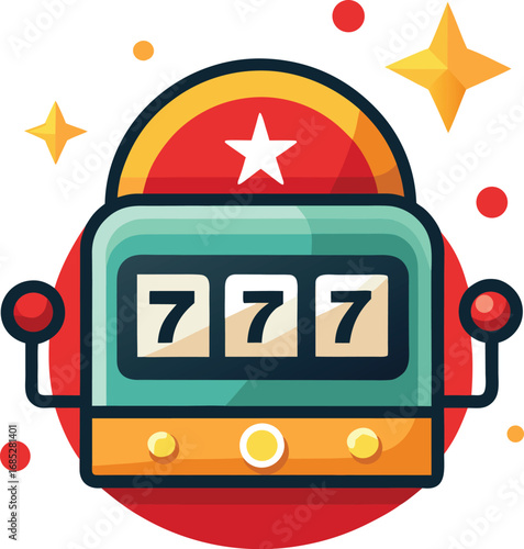 Vector slot machine icon with 777 jackpot numbers
