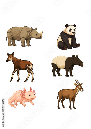 Illustration of Rare and Endangered Animals