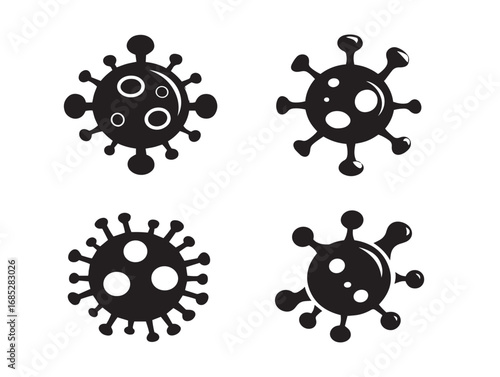 Infectious Virus Icon Collection in Elegant Silhouette Vector Style