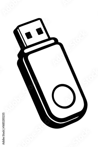 High-Quality Vector Icon of a USB Flash Drive for Digital Data Storage and Portable File Transfer – Essential Black and White Silhouette for Computer Peripherals, Memory Sticks, and Thumb Drives.