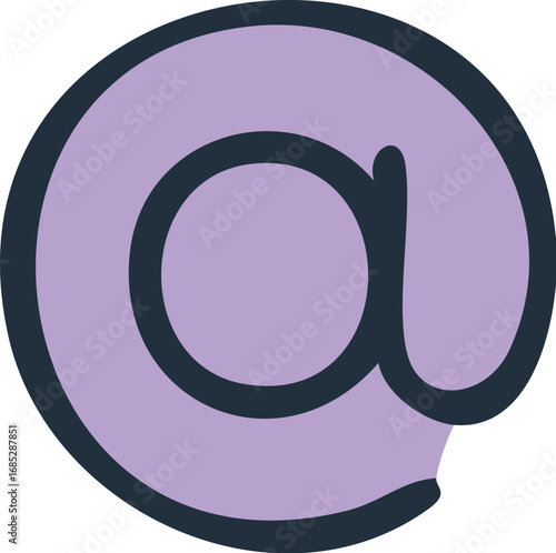 Handdrawn purple at symbol email icon.