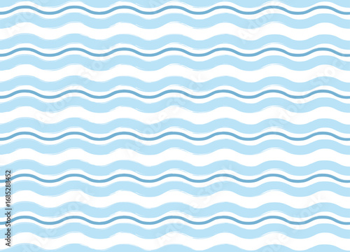 Seamless wave pattern. Hand drawn water waves. Vector sea background with watercolor stripes and grunge swirls.	