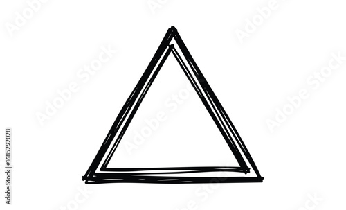 Hand-drawn geometric triangle with overlapping lines. Vector retro hand drawn illustration