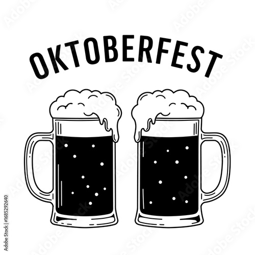 Oktoberfest Beer Mugs Illustration