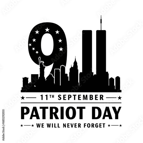 Patriot Day 9/11 Remembrance New York City Skyline Vector