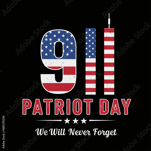 911 Patriot Day Distressed American Flag Tribute