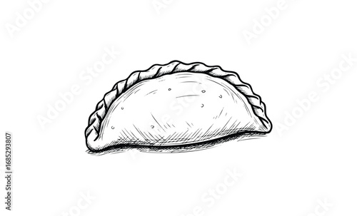 Hand-drawn sketch of a traditional empanada. Vector retro hand drawn illustration