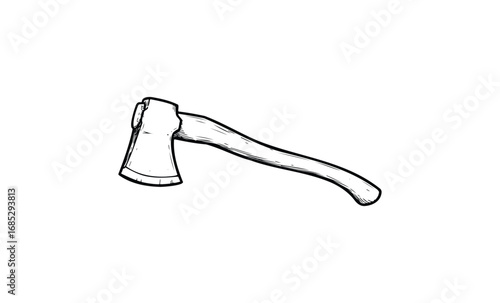 Hand-drawn axe illustration. Vector retro hand drawn illustration