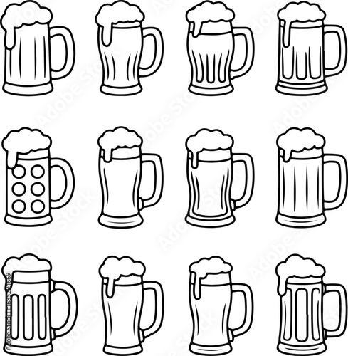 Vector illustration of a beer mug set, capturing the essence of celebration and good times